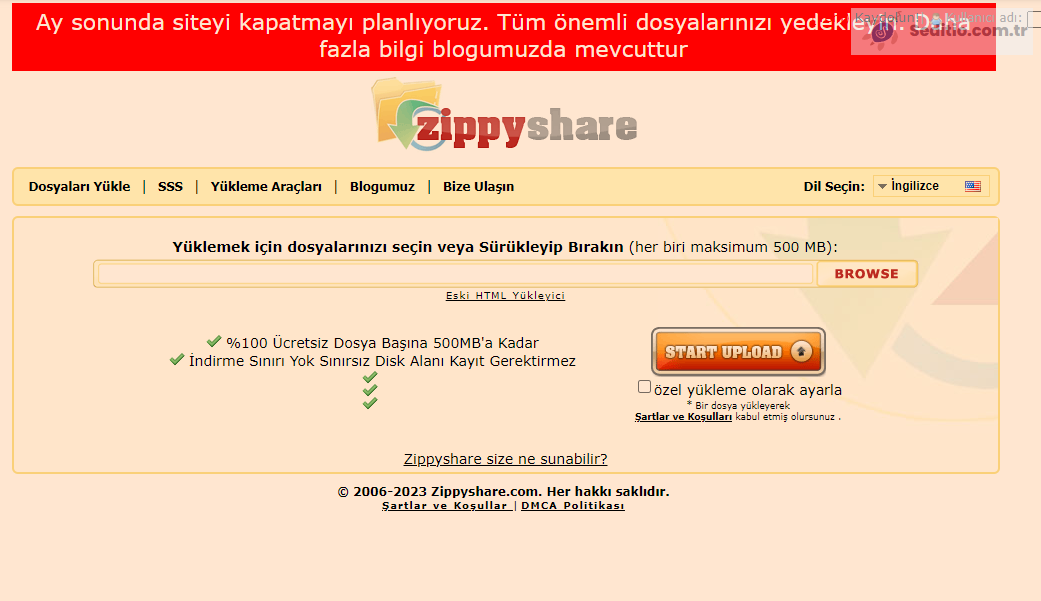 Zippyshare Kapandı, Projenin kapanışı hakkında bilgi