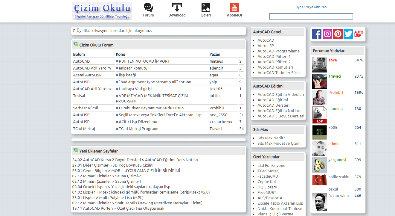 Çizim Okulu AutoCAD dersleri