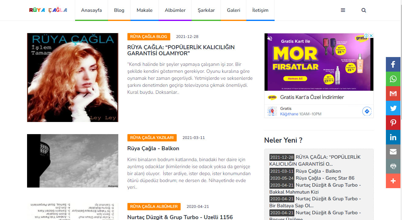 Rüya Çağla (fan) Web Sitesi (satıldı)