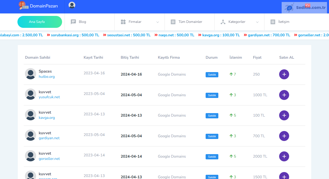 Domain Pazarı - Domain Alım-Satım Platformu