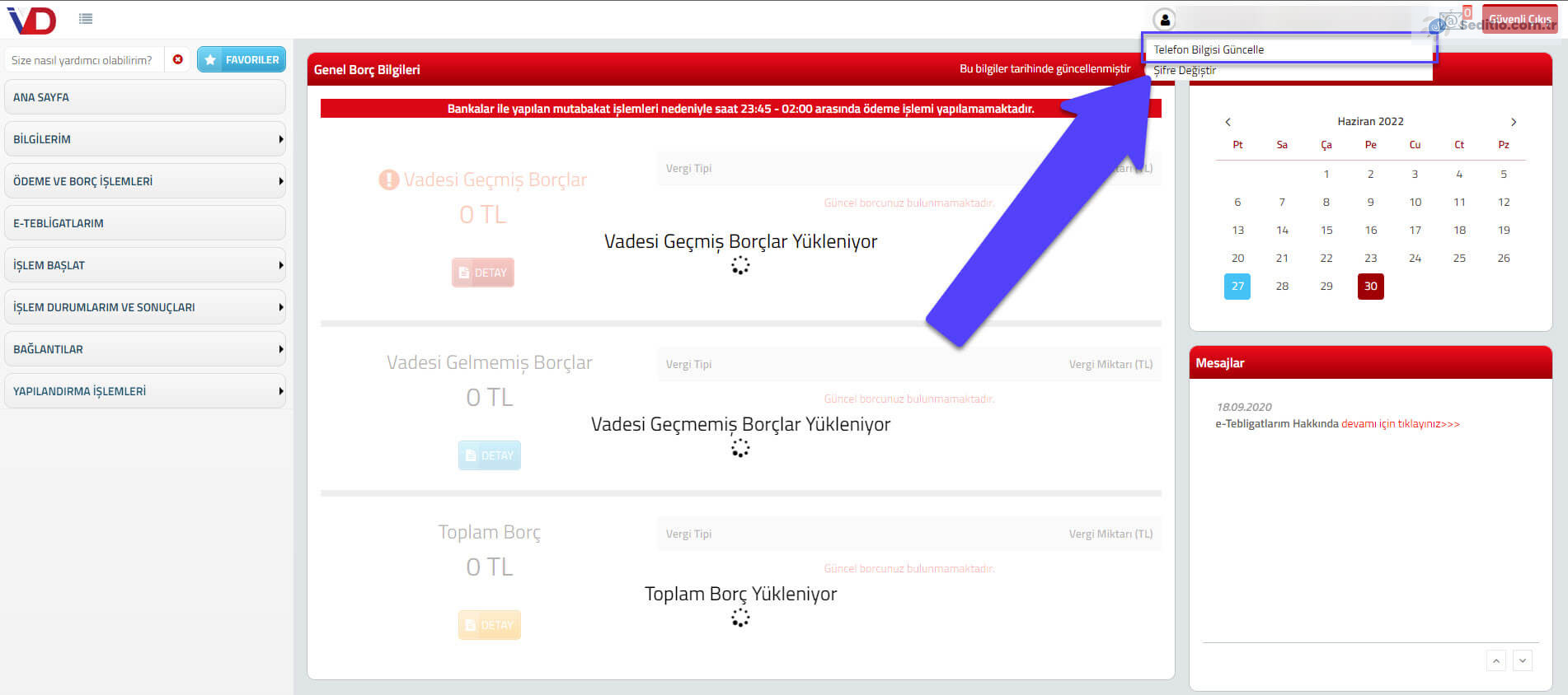 e-Arşiv Fatura SMS Onay Telefon Numarası Değiştirme